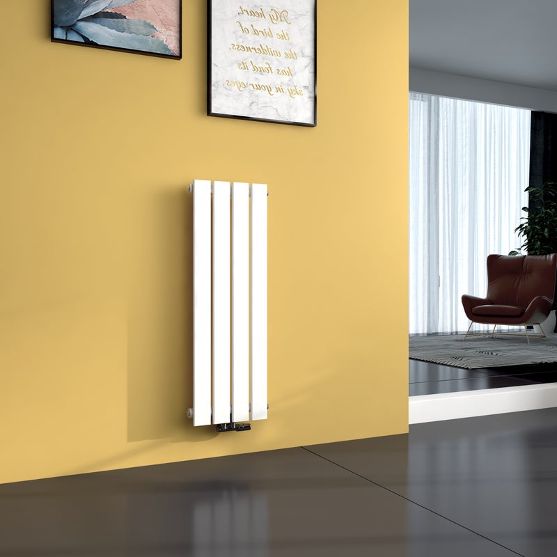 EMKE Grzejnik Stalowy Pojedynczy Pionowy 403W, 90x30,4 cm, 4 bar, do 5 m² – Biały