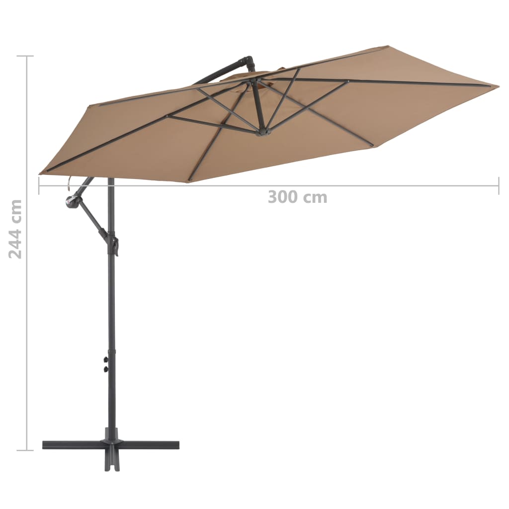 Parasol en porte-à-feux avec poteau en aluminium 300cm Taupe - 8