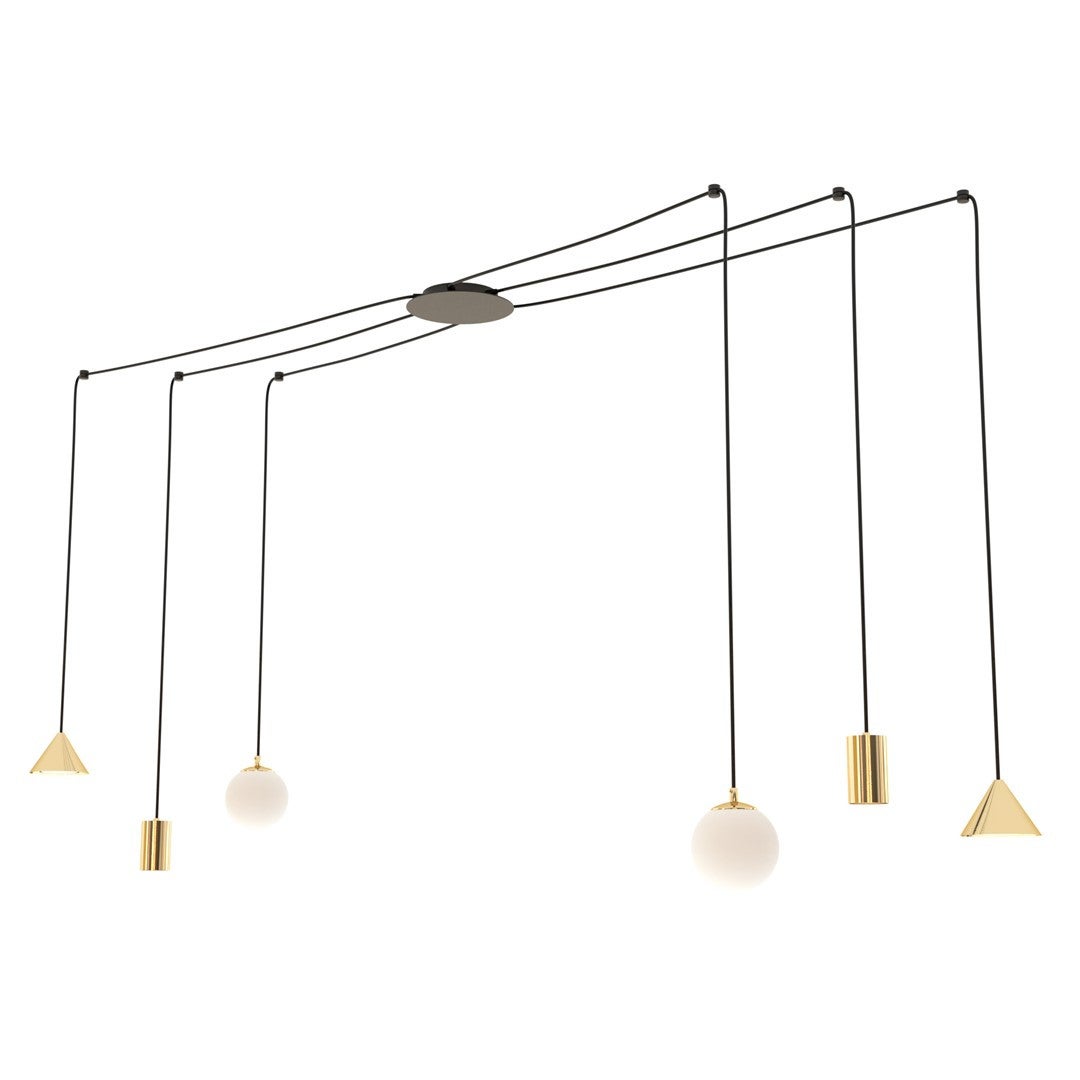 Lampa wisząca Fuji złoto-czarna 6xE14 / GU10 / GX53x10W designerska wym: 200 x 200 x 200 cm metal Emibig