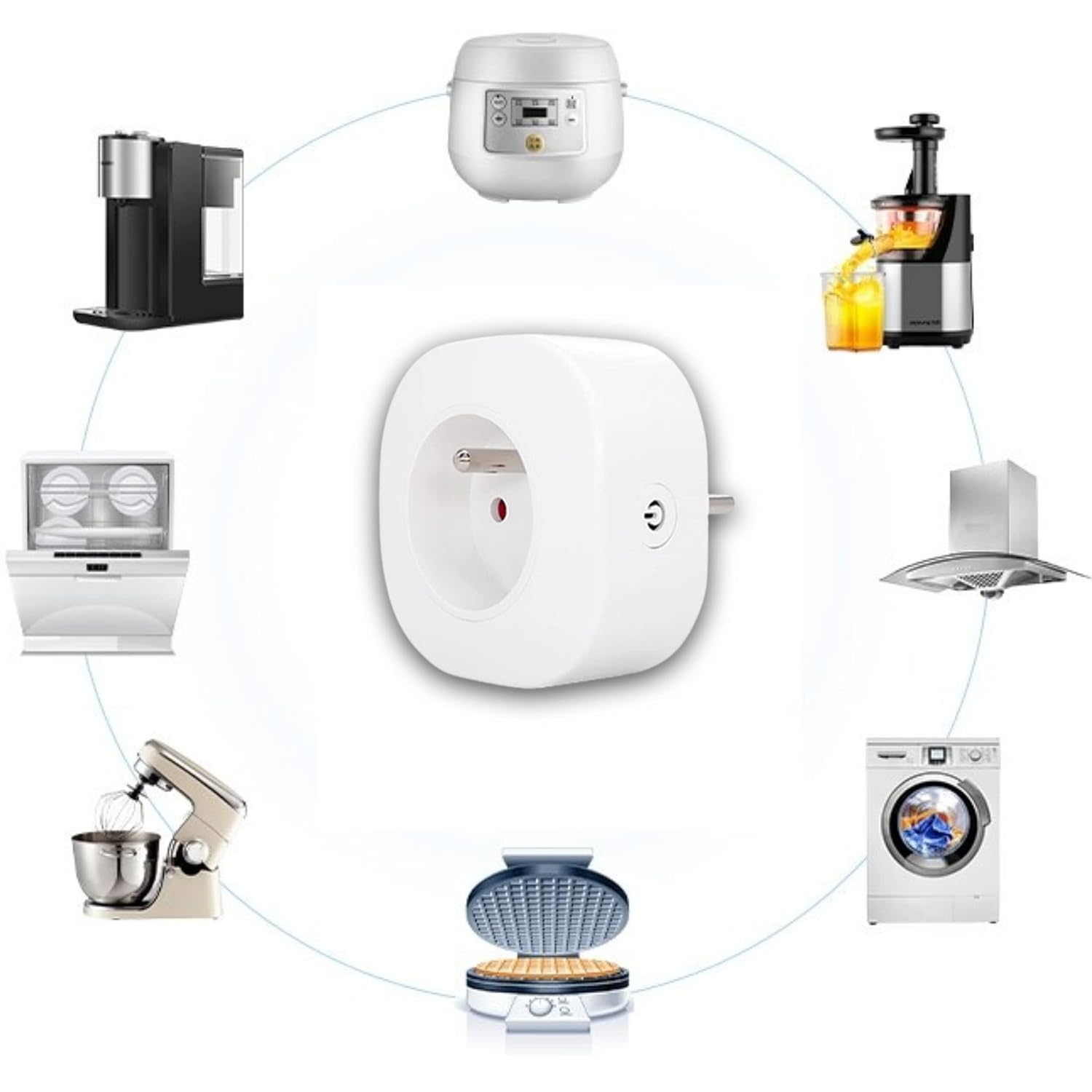 Prise murale commandée sans fil et sans pile - Qualité Pro - 1 télécommande radio auto alimentée + 1 prise EU 3000w - 4