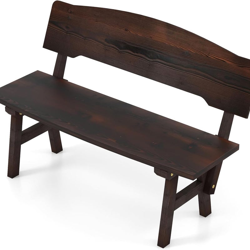 Ławka ogrodowa, odporna na warunki atmosferyczne, ławka do siedzenia z oparciem, drewniana ławka do siedzenia 2-osobowa, obciążenie do 325 kg,