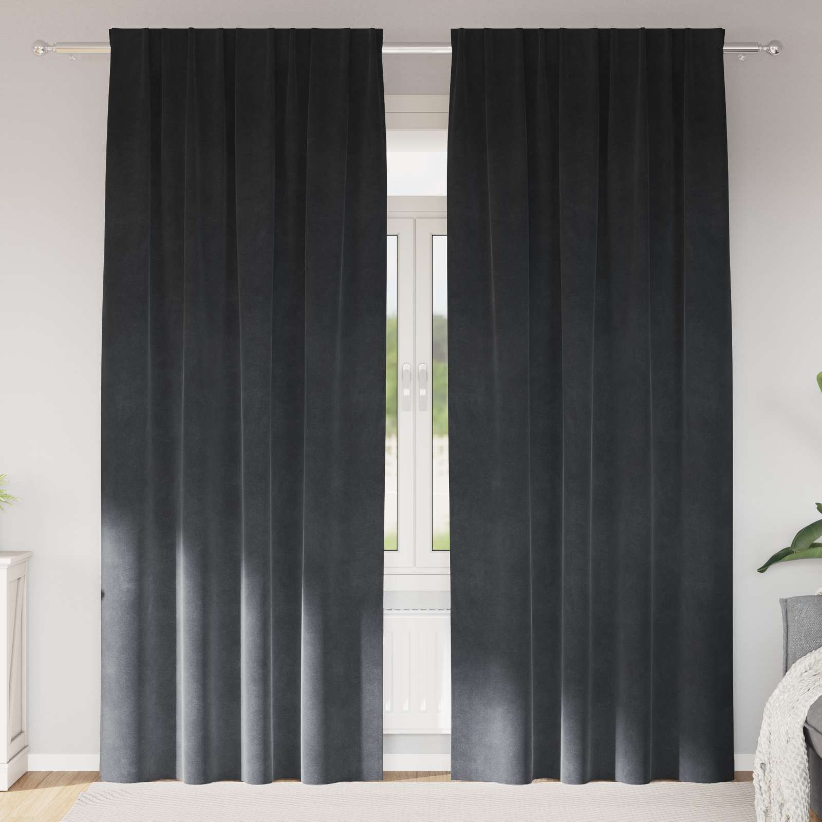 Zasłony zaciemniające 2 pcs Jasnoszary 140 x 225 cm Aksamit vidaXL