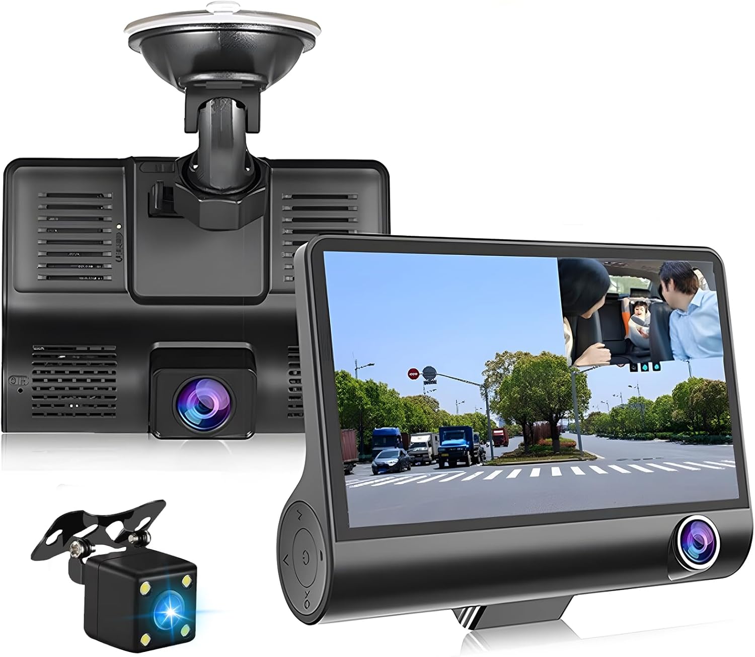 Cameri Carte Caméra embarquée à trois voies, objectif grand angle de 170°, capteur ...