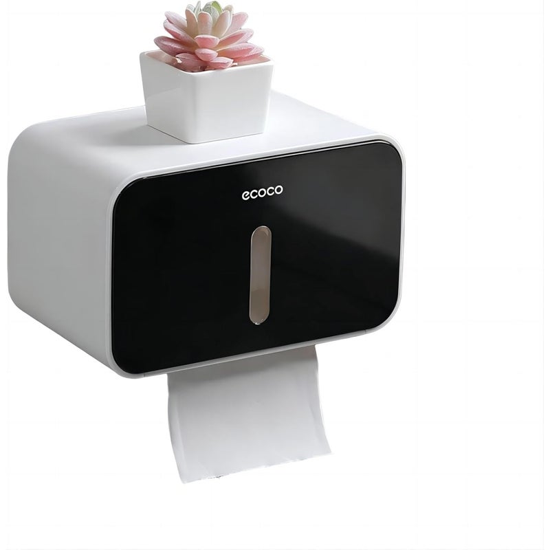 Wodoodporny uchwyt na papier toaletowy do łazienki - Samoprzylepne pudełko na chusteczki, półka do przechowywania papieru toaletowego pod prysznicem