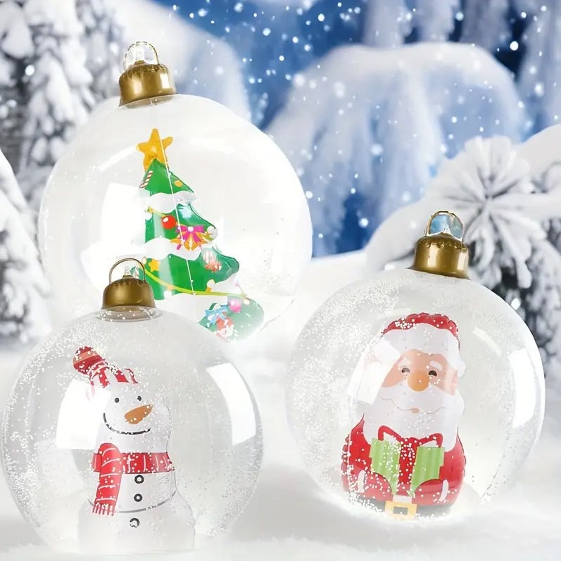 60 cm gigantyczna dmuchana bombka choinkowa z diodami LED, ozdoby świąteczne, bombka choinkowa z PVC, świecąca bombka świąteczna - 6