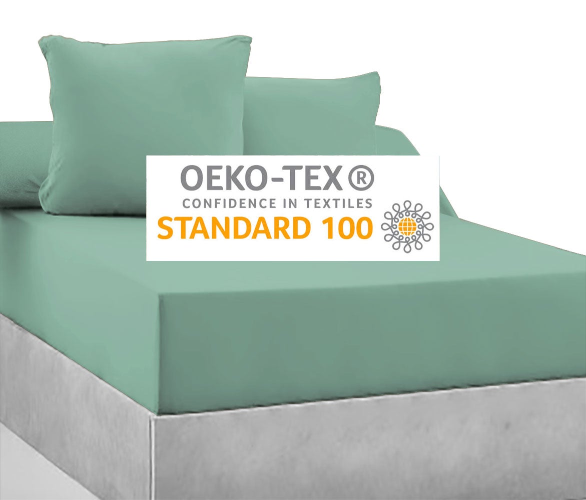 Drap-housse 100% coton 57 Fils Vert tilleul - 80 x 200 cm - Bonnet 30 cm - 5