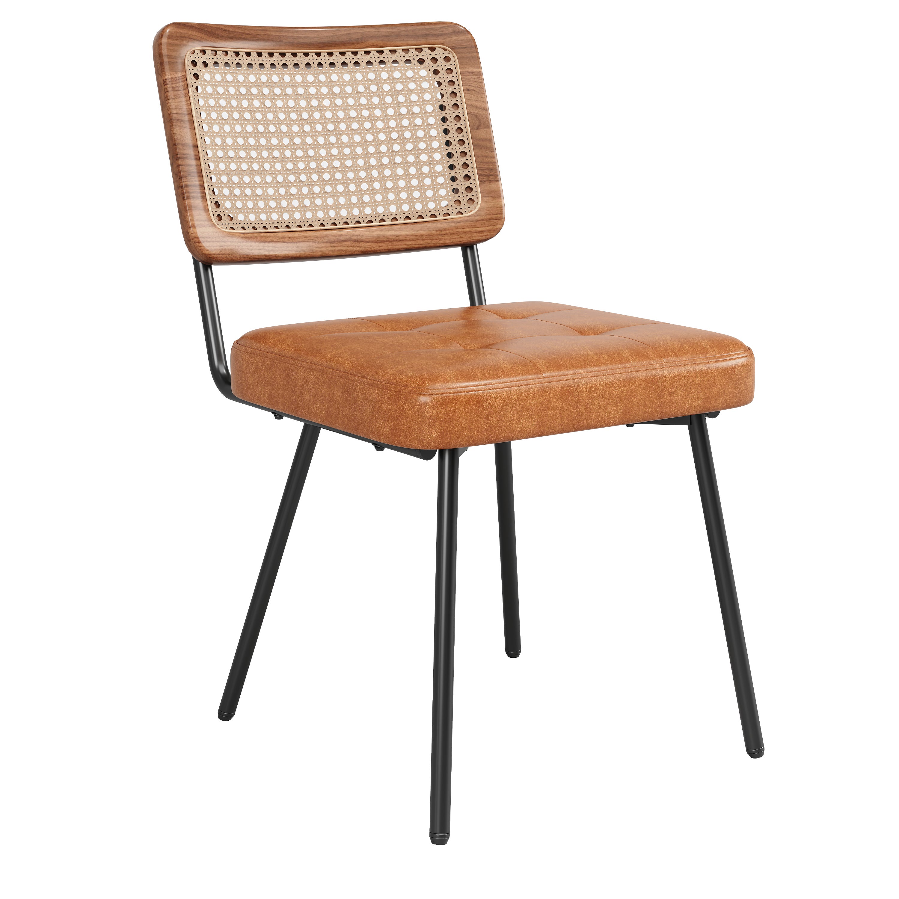 Lot de 2 chaise de salle à manger sans accoudoirs - 46 x 61 x 79 cm - Cuir PU et pièds en métal - Marron - 7