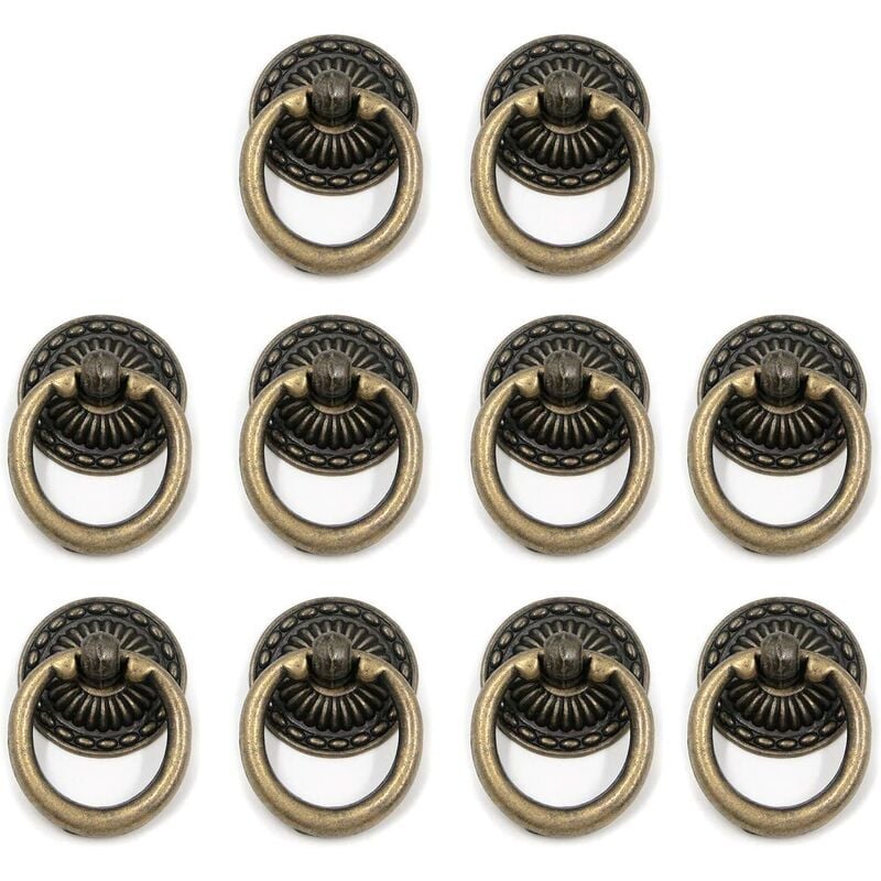 6 Poignées Tiroir Anneau Vintage Bronze – Uxcell – 52x43x13mm