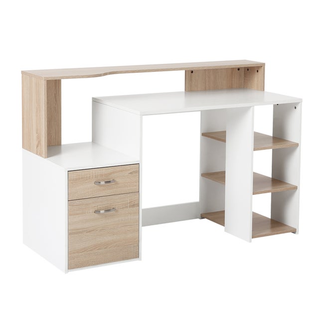 HOMCOM – Moderna Scrivania per Computer con Ripiani in Legno MDF 137 x 55 x 92cm