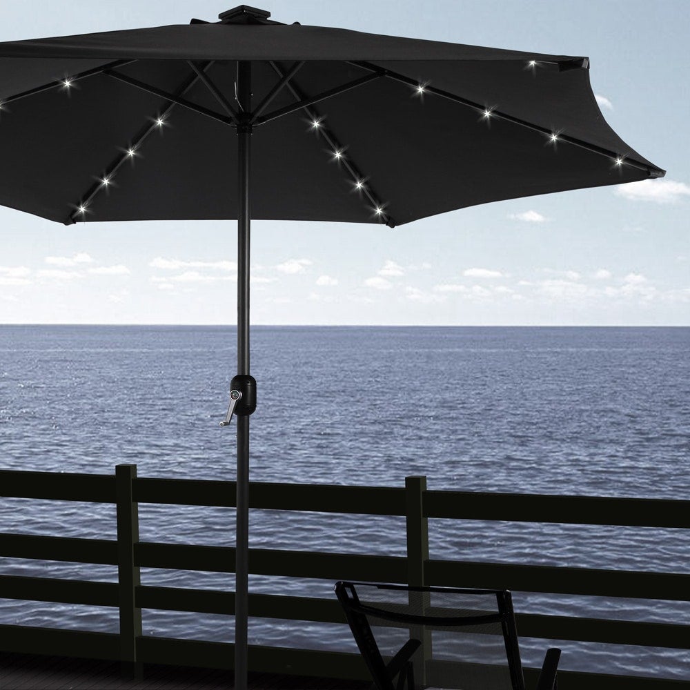 KINGSLEEVE® Parasol de jardin extérieur LED solaire 270cm anthracite Pare-soleil inclinable avec manivelle Protection UV 80+ - 6