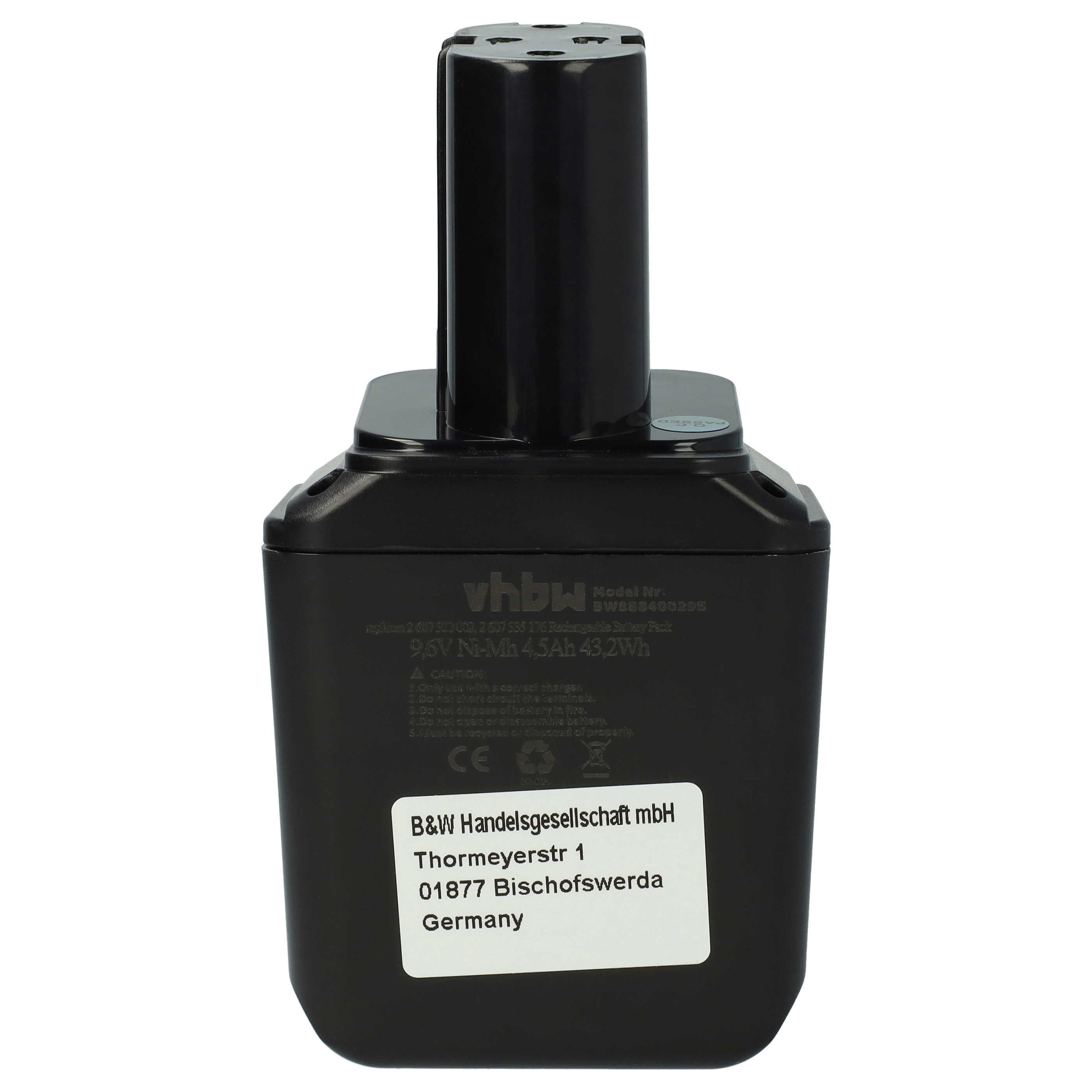 EXTENSILO 1x Batterie remplacement pour Bosch 2607335501, 2607335176, 2 607 335 501, 2 607 335 176 pour outil électrique (4500 mAh, NiMH, 9,6 V) - 2