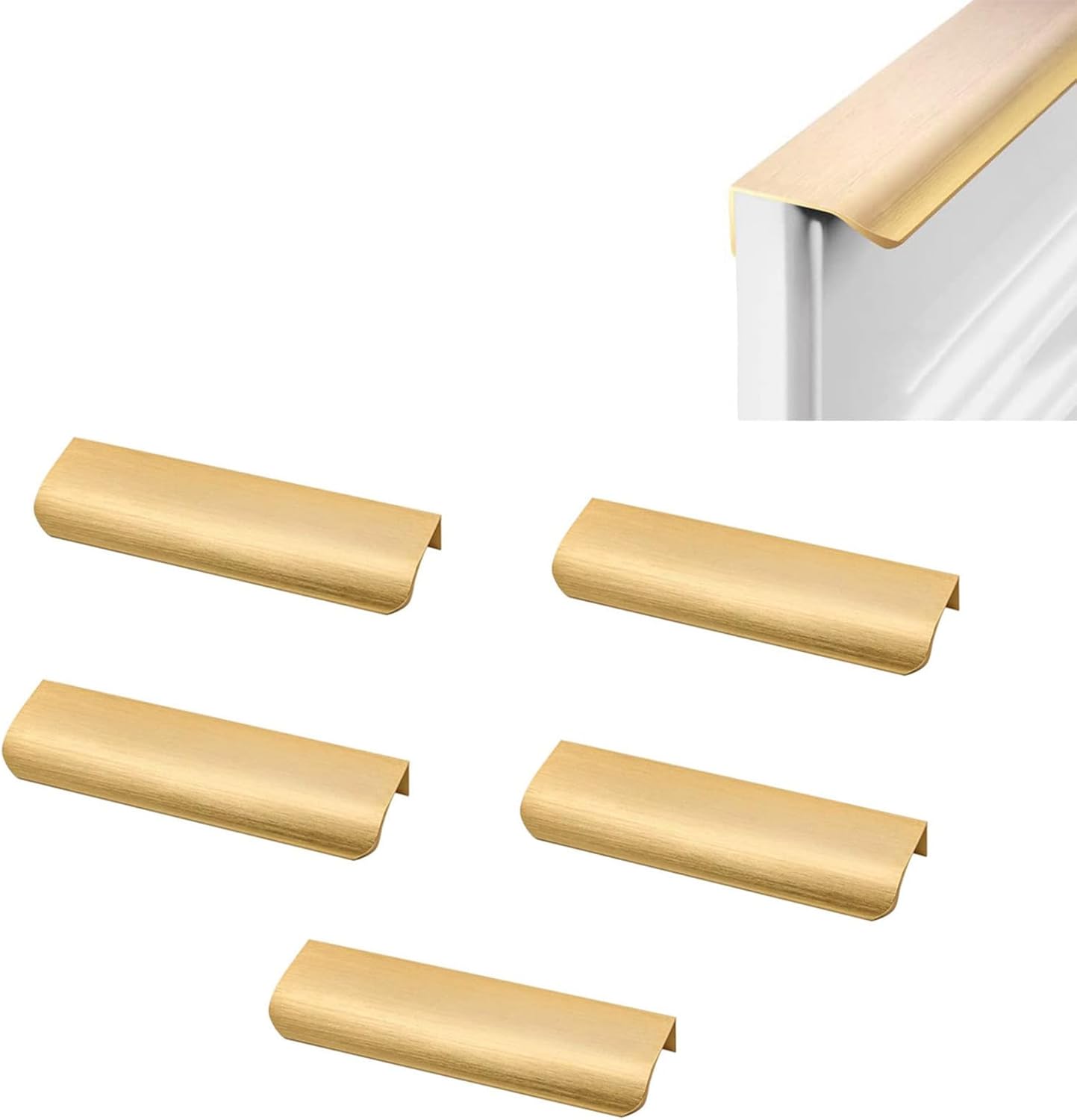 Uchwyt meblowy w kolorze złotym, 5 sztuk ukrytych uchwytów meblowych z aluminium, 150 mm, ukryte uchwyty do szuflad meblowych, uchwyt profilowy