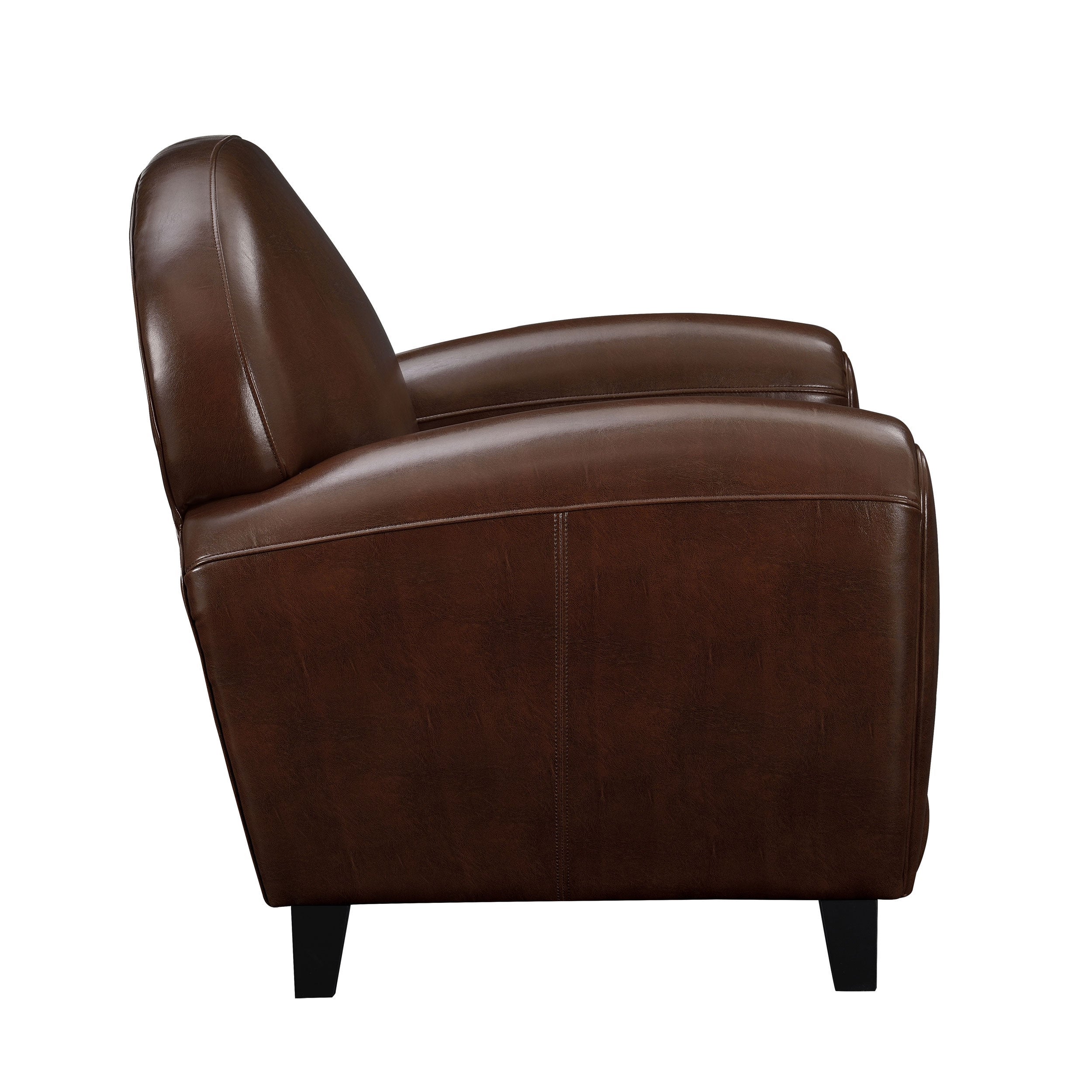 Fauteuil marron en croute de cuir enduite - Club - 8