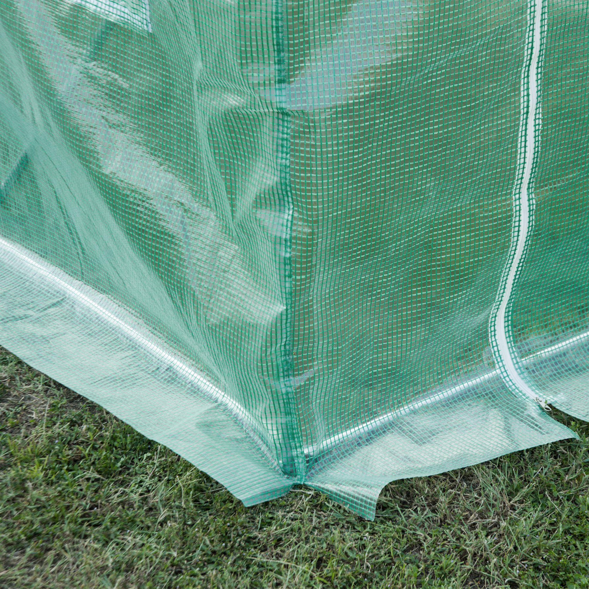 Bâche de serre PE avec 6 fenêtres, porte enroulable et bords enterrés, 3 x 2 x 2 m, verte - 8