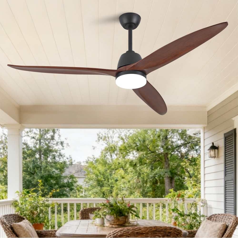 Ventilateur de plafond moderne de 106 cm en bois naturel, moteur DC silencieux, bruit inférieur à 35 dB, installation au plafond, pour salon - 3