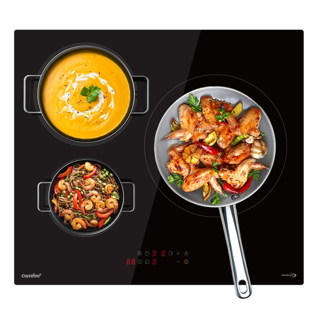 COMFEE 7200W Plaque à induction 3 Foyers 59*52cm CIH721T278K0 Auto-Stop 99 Mns Minuterie