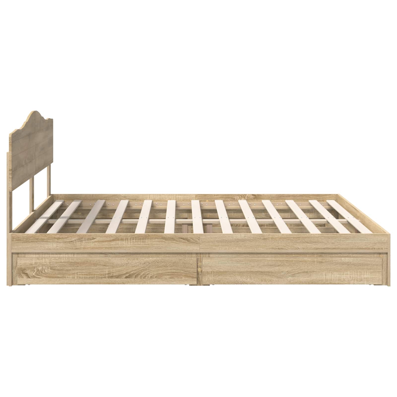 Lit de rangement chêne 180 x 200 cm panneau de bois - 9