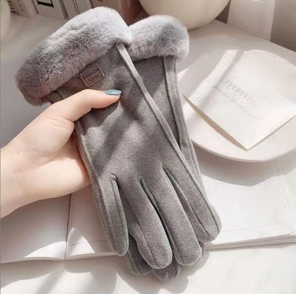 1 Paio Guanti Donna Eleganti E Lussuosi Con Polsino Di Pelliccia E Touchscreen, Materiale E Peluche Per Autunno/inverno | SHEIN ALIA