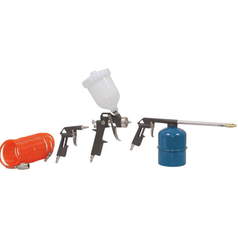 Kit 5 Accessoires Compresseur – Manomètre, Pistolet Peinture PRO, Soufflette, Nettoyage + Tuyau 5 M – Polyvalent & Rapide