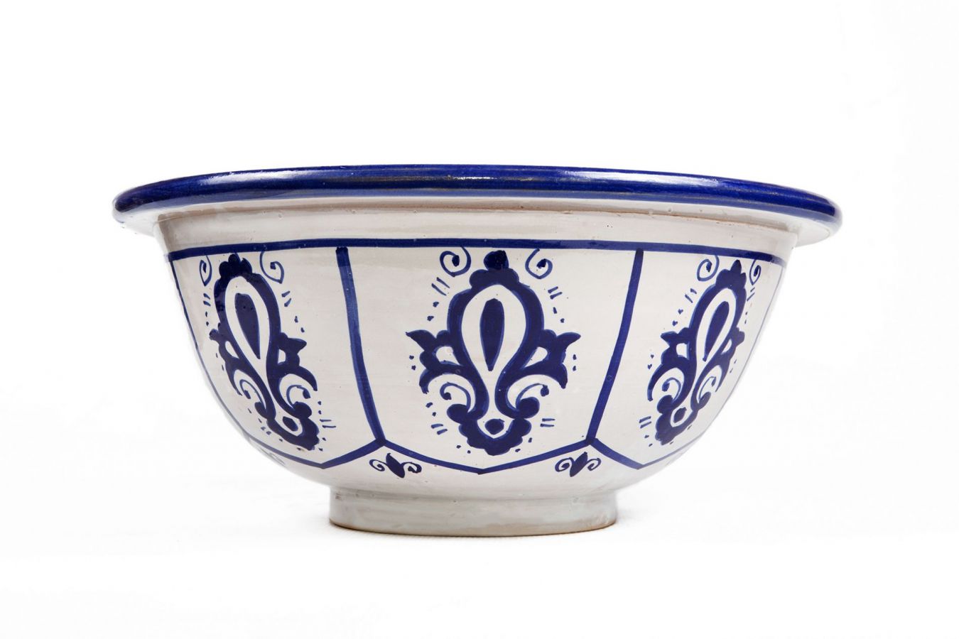 Lavabo de cerámica marroquí Saba – lavabo redondo de 41 cm para colocar hecho a mano, estilo artesanal oriental, decoración exótica diseño baño - 3