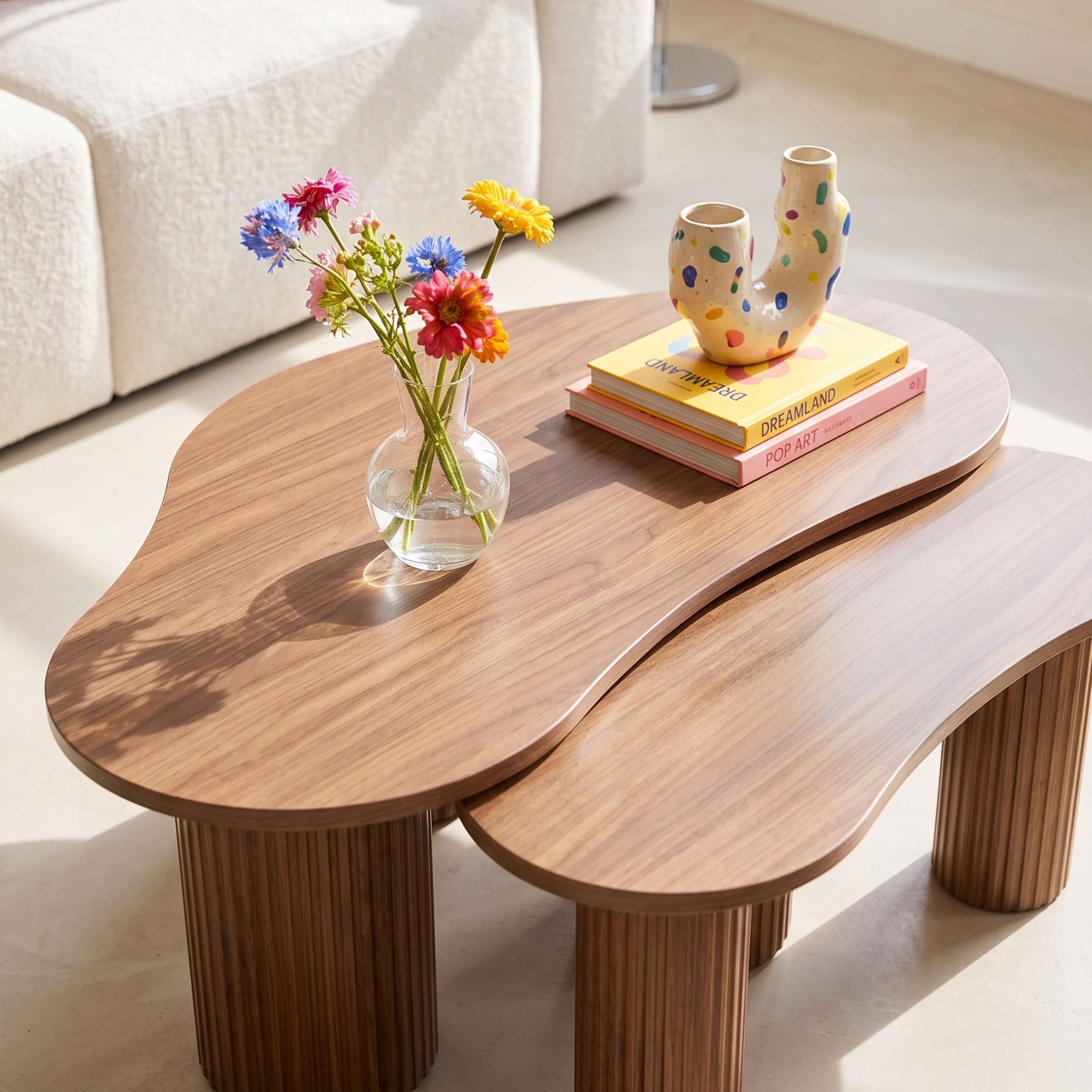 Table basse gigogne en mélaminé bois foncé - 2