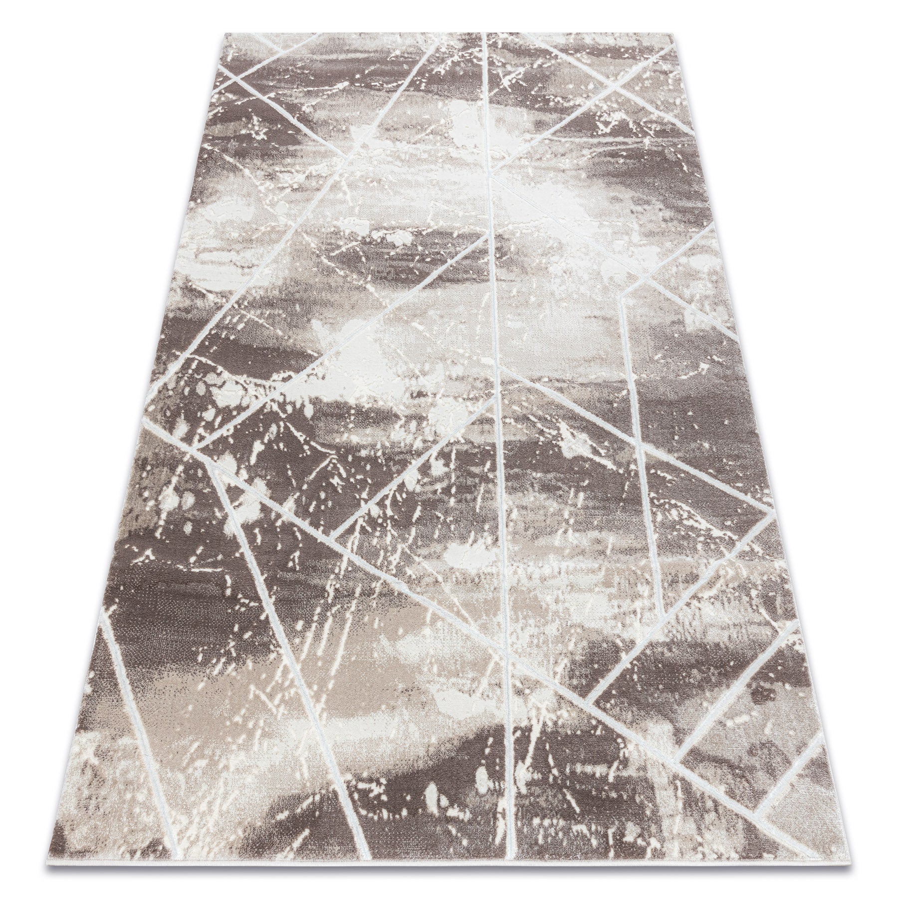 Dywan CORE 1818 Geometryczny - Strukturalny, dwa poziomy runa, kość słoniowa / biały 80x150 cm