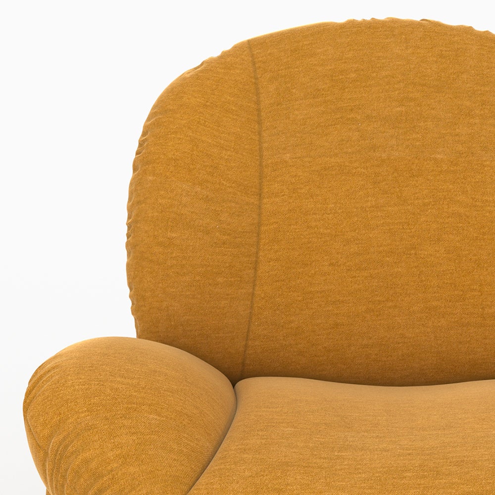 Fauteuil pivotant en tissu effet velours jaune moutarde - Ricci - 6