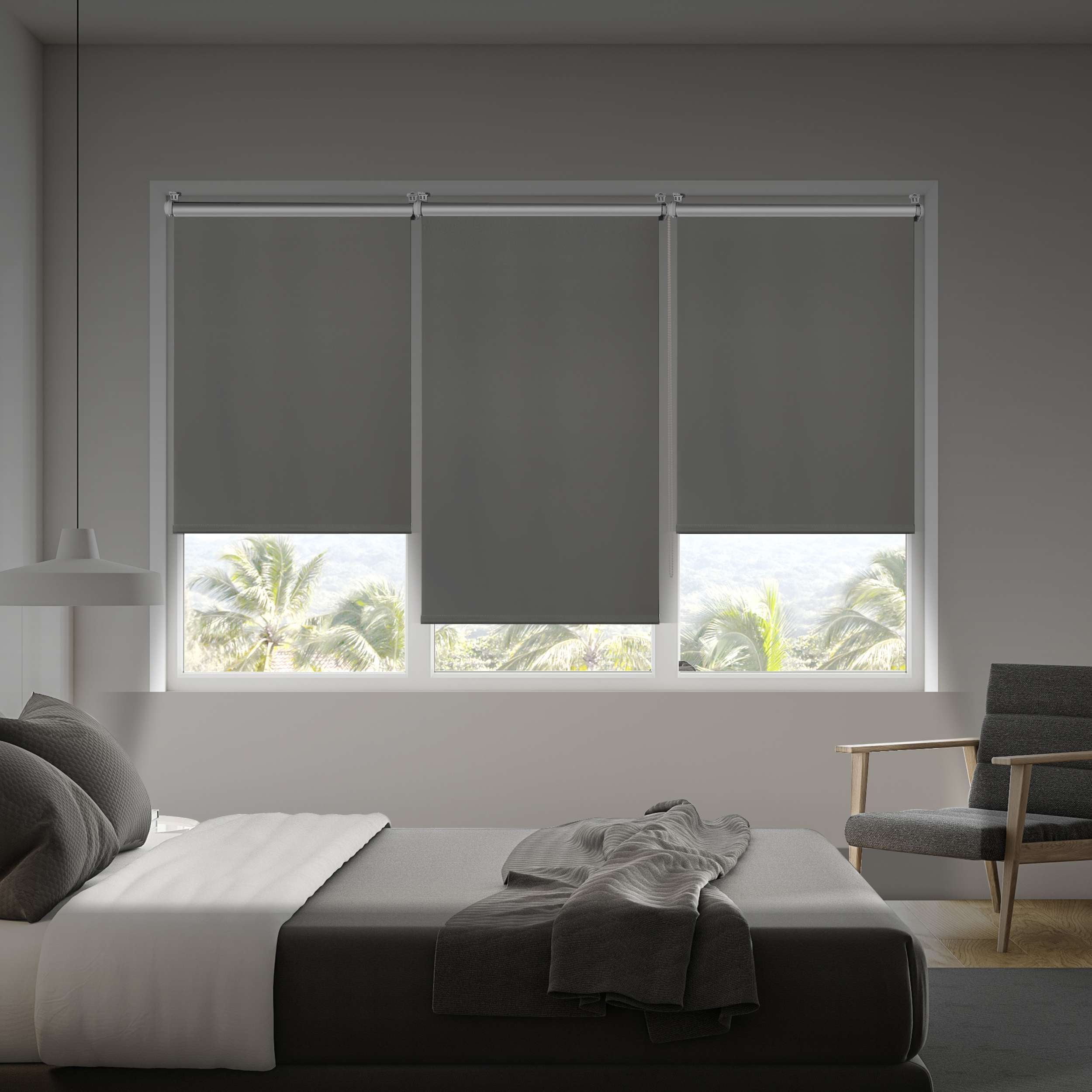 Tenda a Rullo Oscurante installazione senza foratura EasyFix Argento 45x180 cm - 2