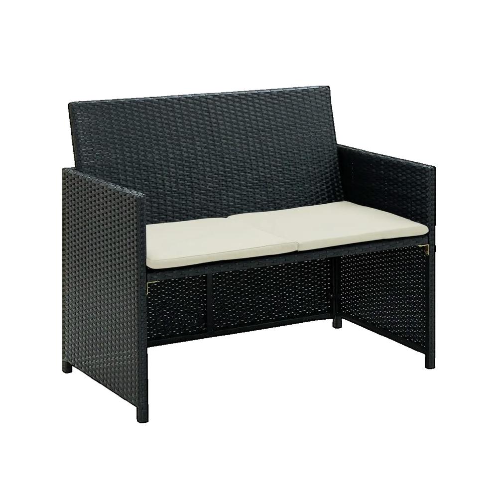 Sofa ogrodowy vidaXL czarny z poduszkami zdejmowanymi