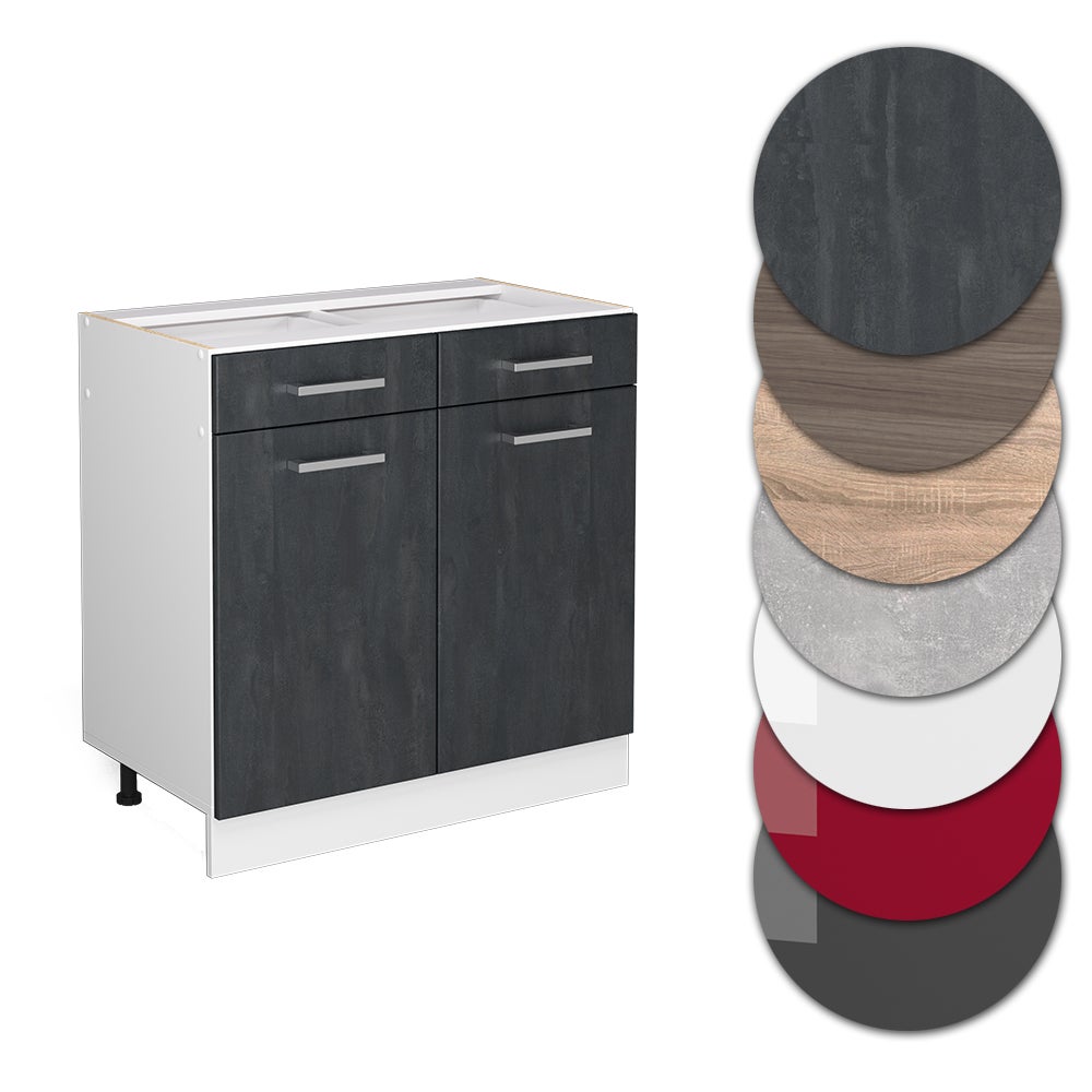 Vicco Meuble cuisine R-Line, Béton noir, 80cm PT Anthracite - 5