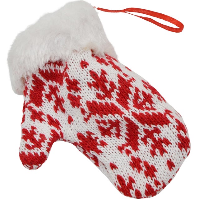 Zawieszka na choinkę rękawiczka na prezenty 12 cm biała
