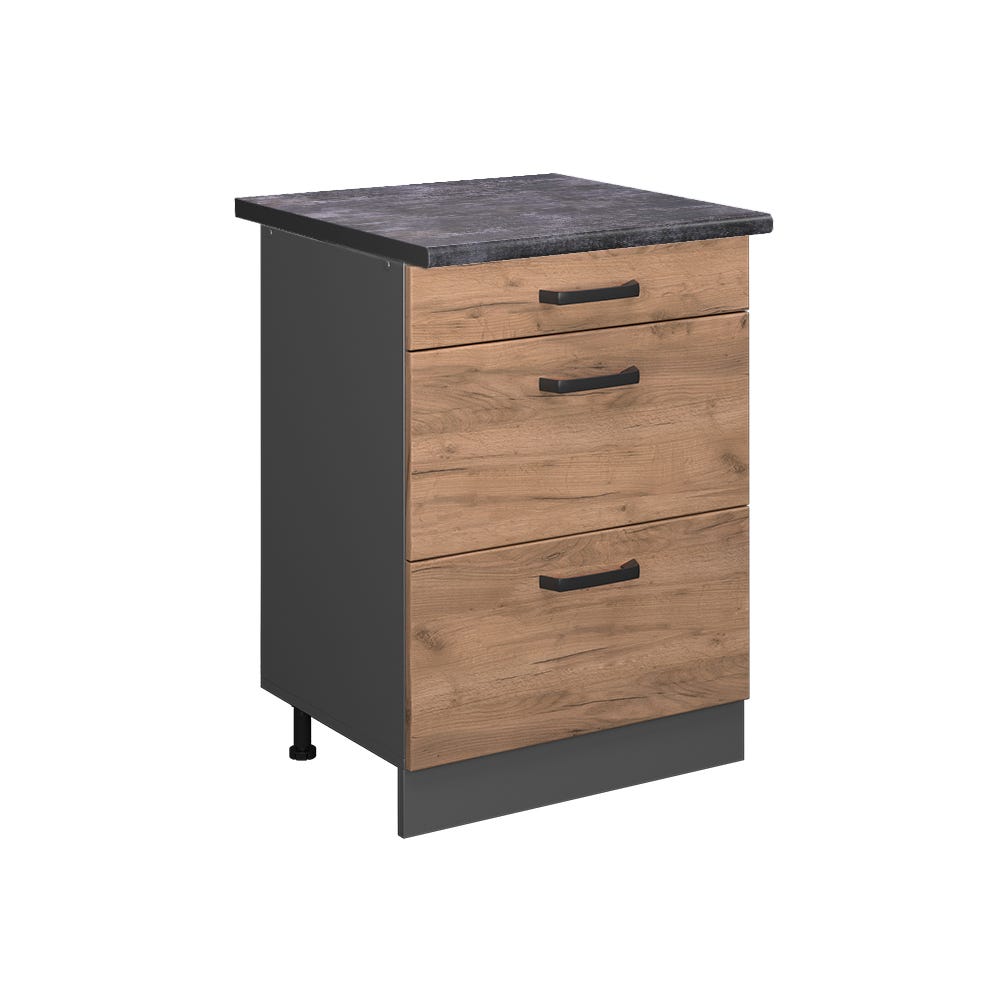 HOCSOK Credenza Cucina Con 3 Cassetti E Ante - Mobile Salvaspazio Bianco/Marrone, 40x105x81cm - Foto 10