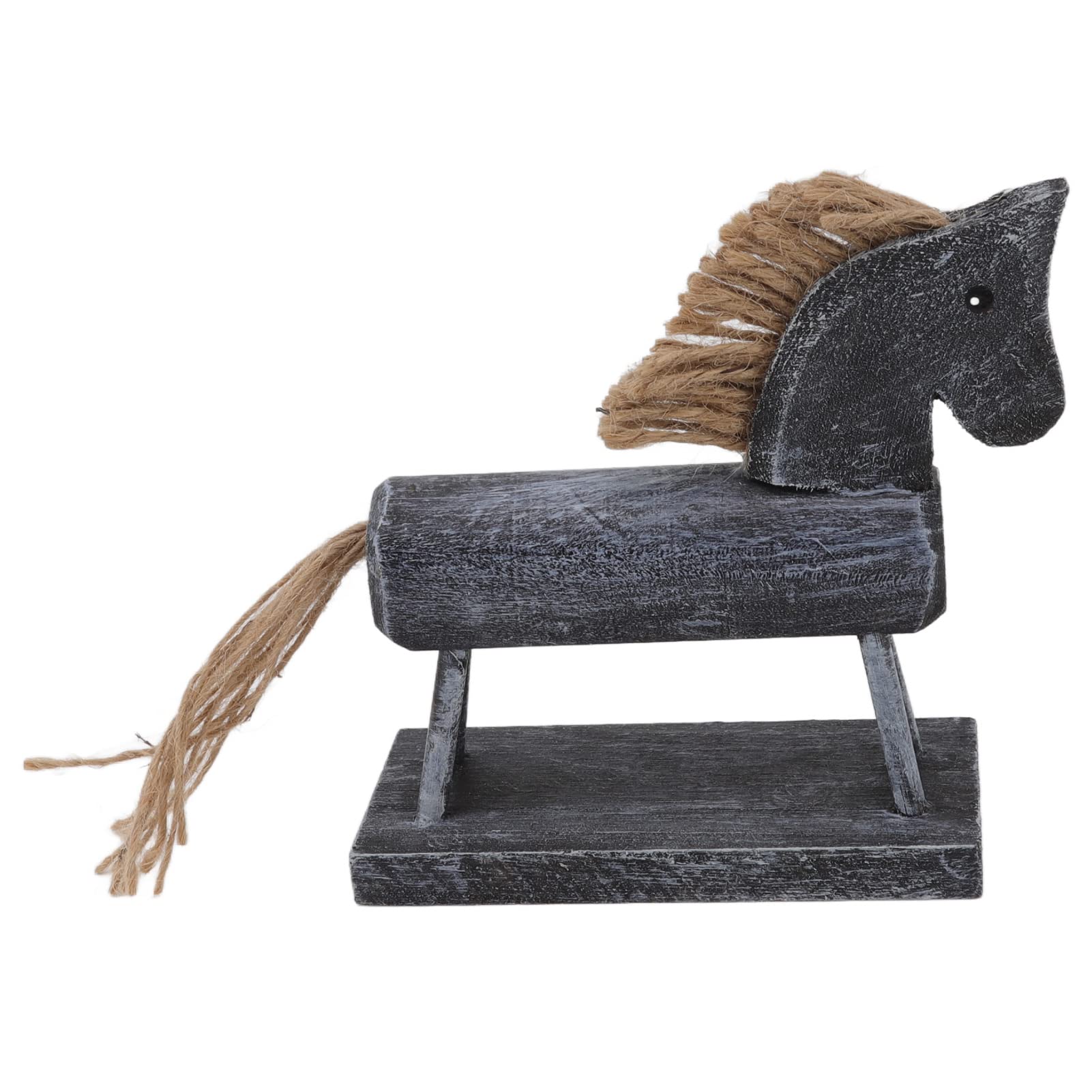 Statuetta Cavallo A Dondolo In Legno - Decorazione Rosa Perlato, 24.5x6x23.5 Cm, Per Mensola O Scrivania