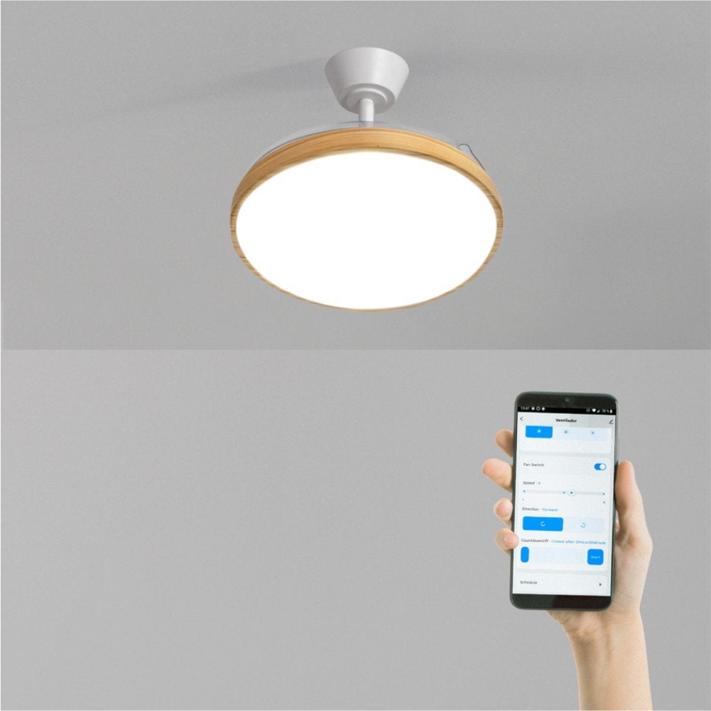 CREATE - WIND CLEAR STUDIO - Wentylator sufitowy 40W cichy z chowanymi łopatkami i oświetleniem LED, różne rozmiary -
