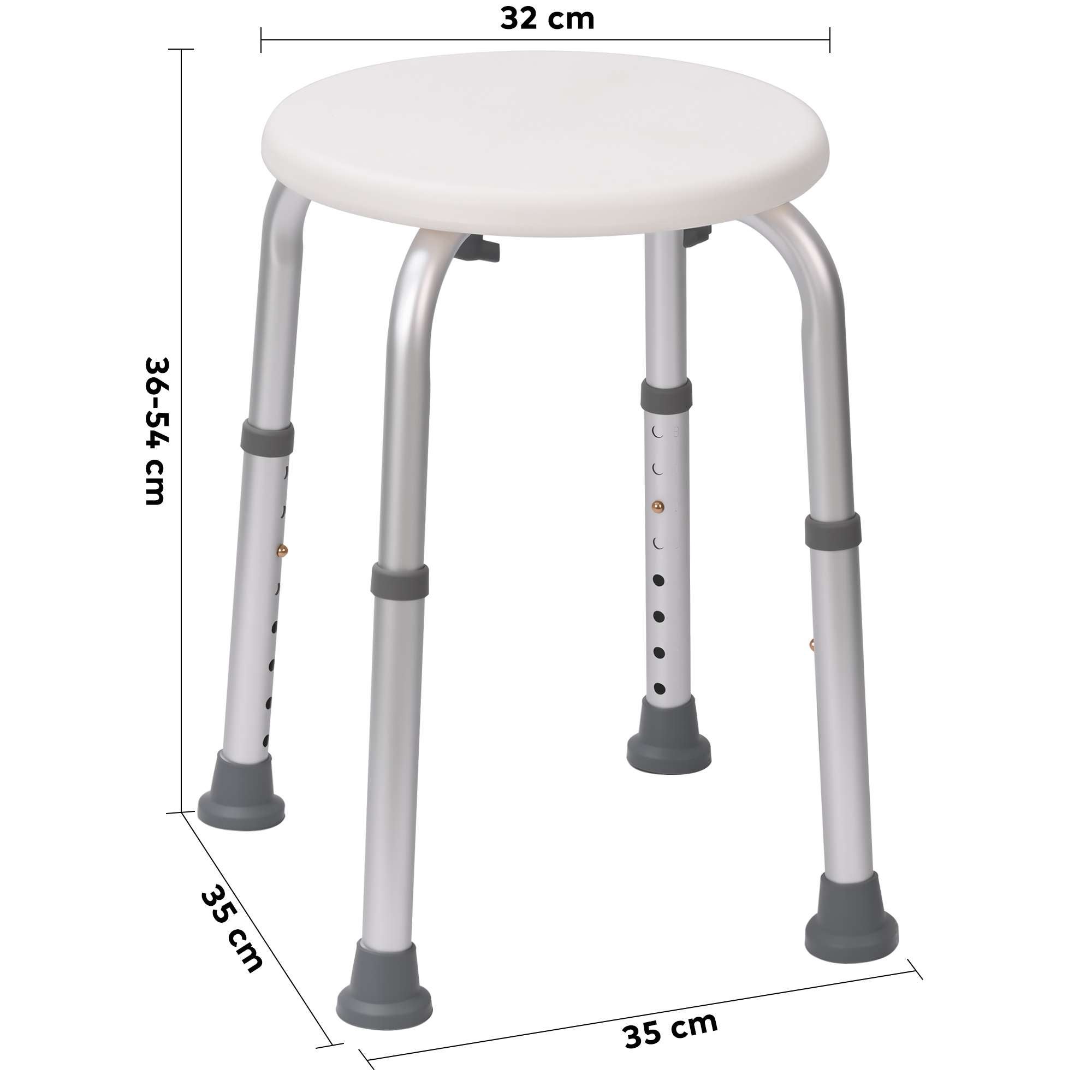 Tabouret de Douche Ajustable avec 8 Niveaux, Antidérapant et Capacité de Charge de 136kg, Structure en Alliage d'Aluminium - 3