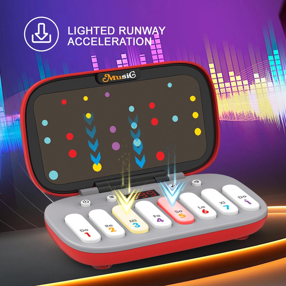 Console portatile per giochi ritmici musicali, pianoforte tascabile multifunzionale, giocattolo musicale educativo adatto a ragazzi ragazze divertente - 4