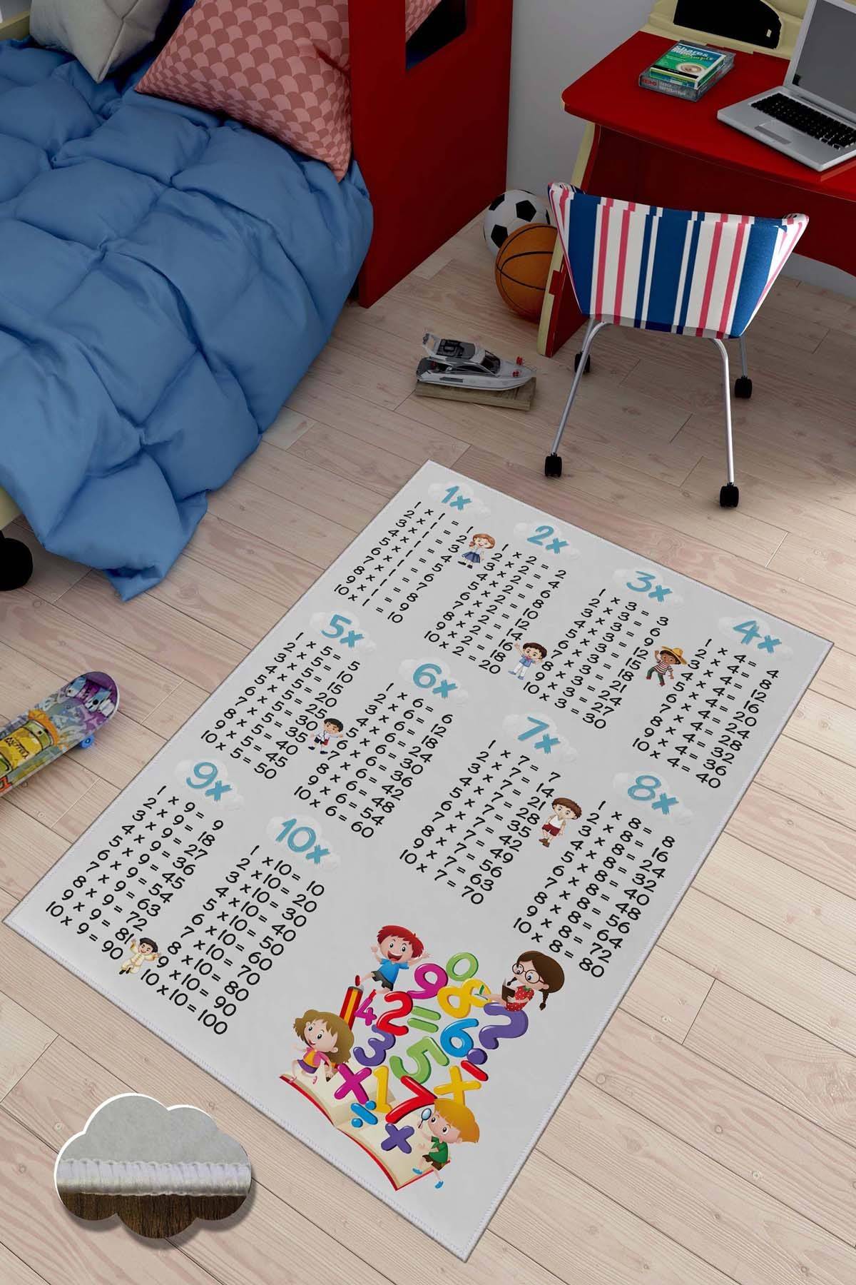 Tapis enfant Multiplix 50x80cm Tissu Motif Tables de multiplication Gris - 2