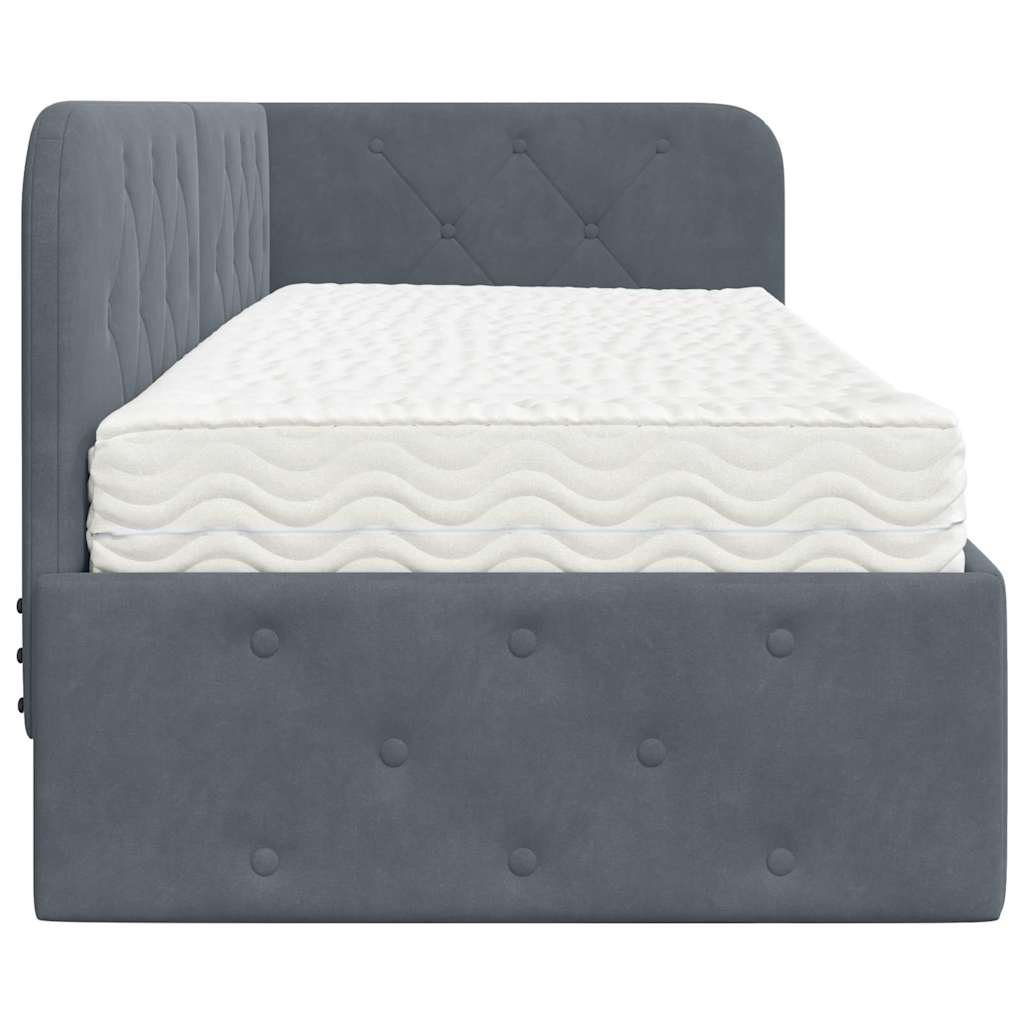 Cadre de lit d'angle en velours gris foncé pour la chambre, 80 × 200 cm - 8