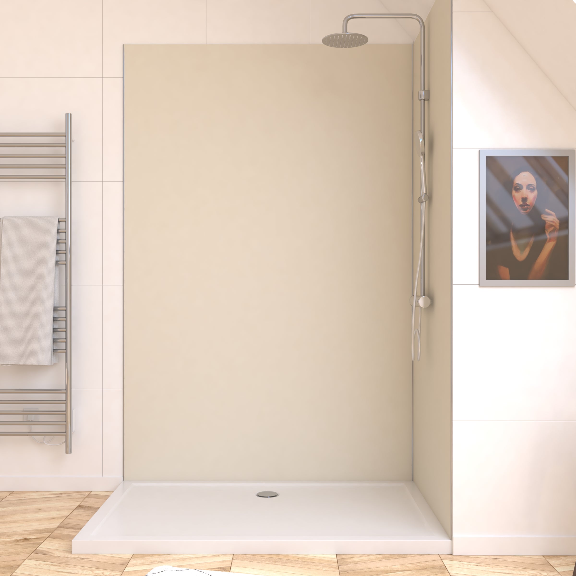 Lot de 2 Panneaux Muraux Aluminium Ivoire 90+120x210 cm avec Profilés Chrome - WALL'IT - 5