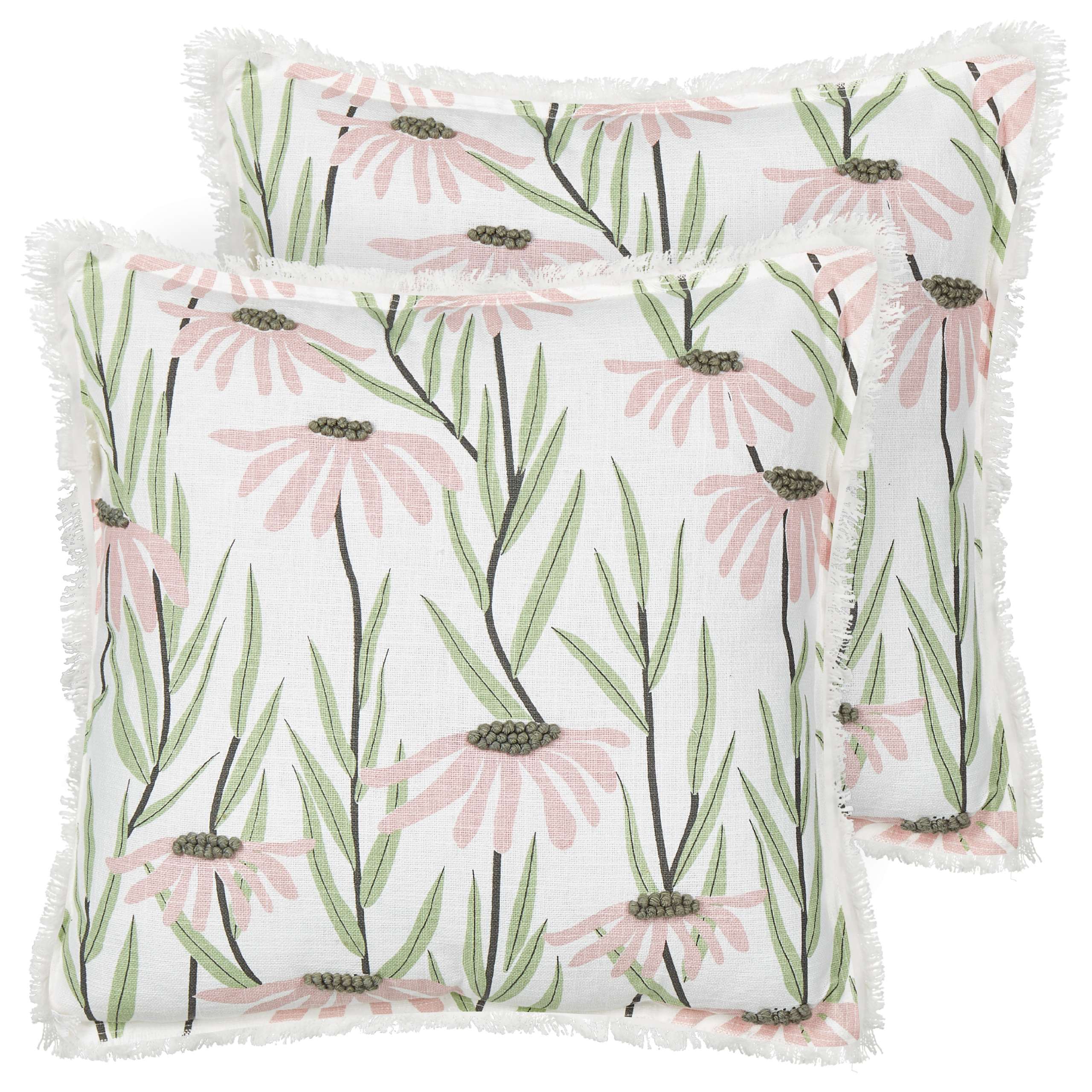 Beliani conjunto de 2 cojines decorativos gynura algodón 45 x 45 cm multicolor patrón floral