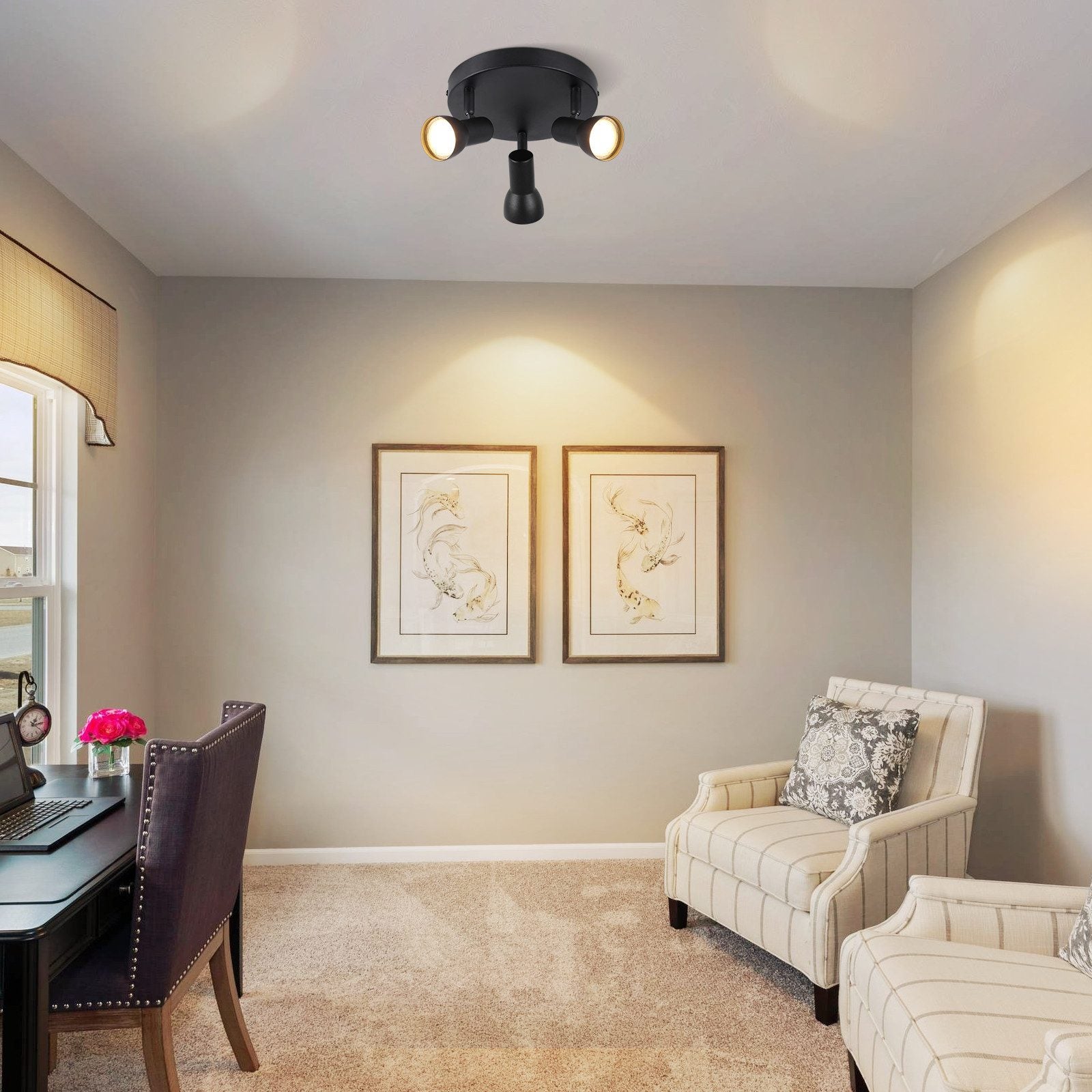 Spot de plafond NETTLIFE 3 flammes, plafonnier noir, design moderne, spots de plafond ronds en métal, culot GU10 - 6
