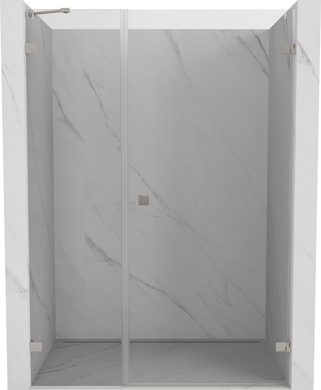 Mexen Lunar-B drzwi prysznicowe uchylne prawe 130 cm, transparent, nikiel szczotkowany - 832S-130-050-97-00-P