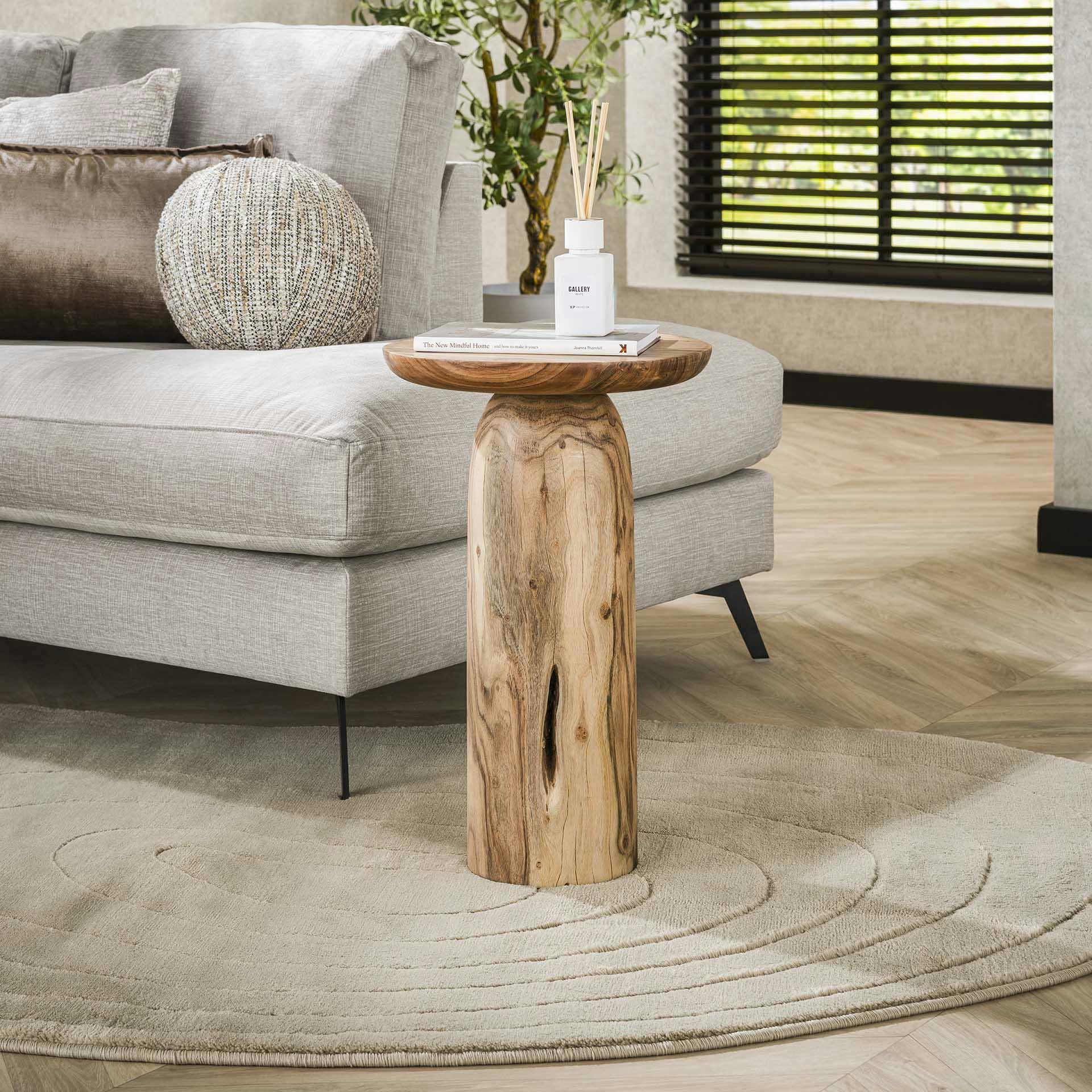 Table d’appoint bois – plateau sculpté, 55 cm MELBOURNE | Leroy Merlin