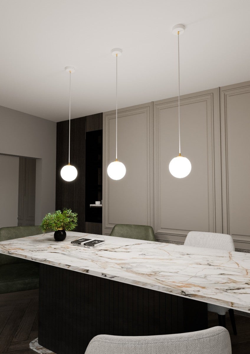 Lampa sufitowa wisząca Royal biało-złota 1xE14x10W szklana kula wym: 100 x 14 x 14 cm szkło Emibig - 6