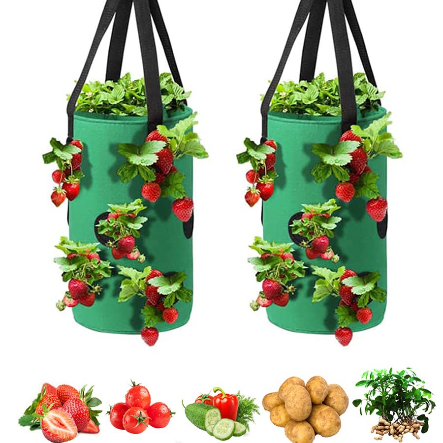 Wiszące torby do uprawy pomidorów i truskawek, doniczka do warzyw do góry nogami z 12 otworami do uprawy, 20x35cm, 2 sztuki