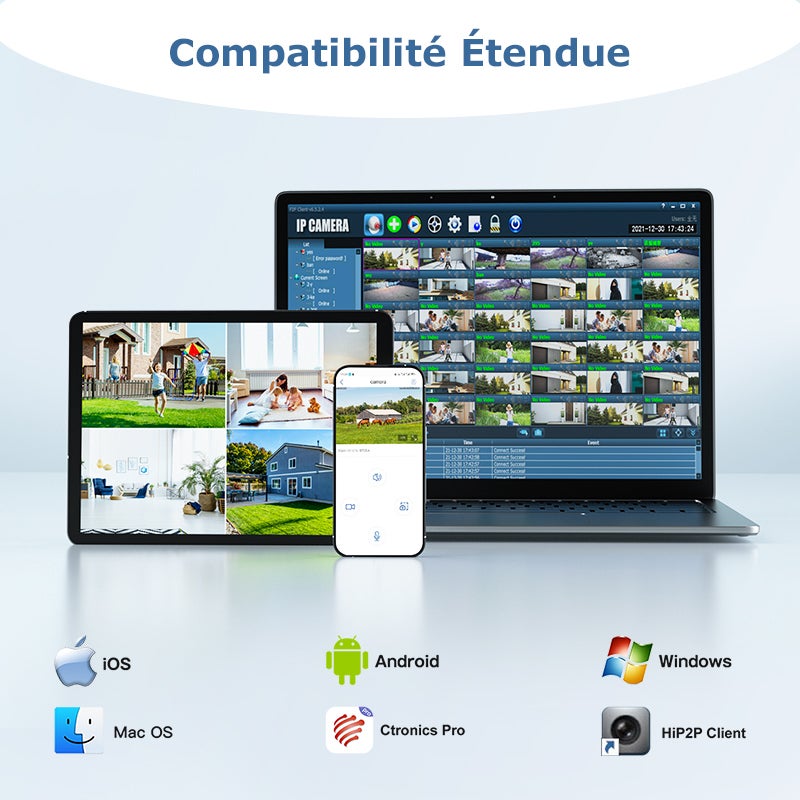 Caméra de surveillance 4G LTE Ctronics 2 objectif, détection IA , vision nocturne 20 m, audio bidirectionnel,alarme, surveillance PC/24h sur 24 - 9