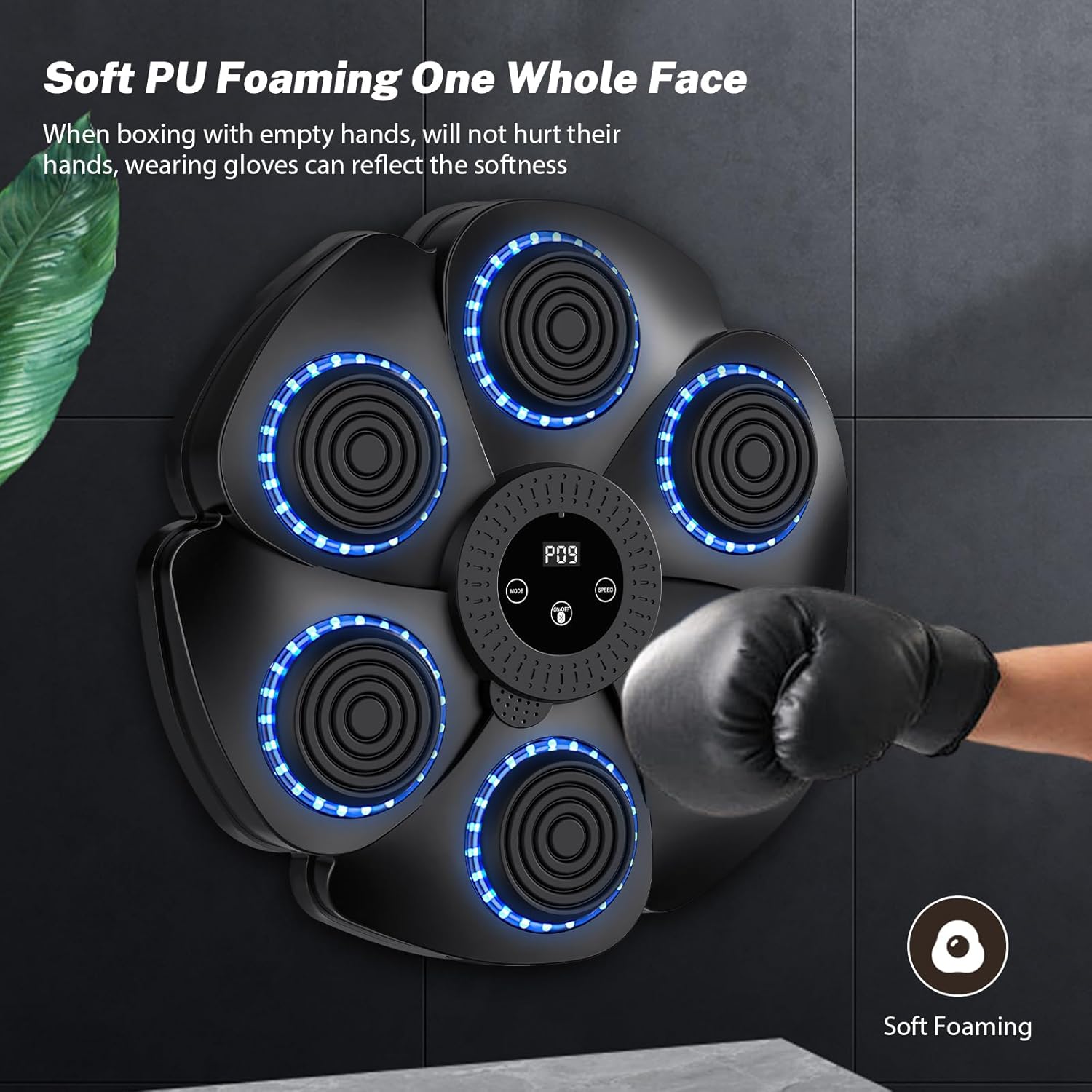 Machine De Boxe Musicale 2025 pour Adultes Et Enfants, Machine De Boxe LED Intelligente, But De Boxe Mural, 9 RéGlages De Vitesse Et Mode De Comptage - 3