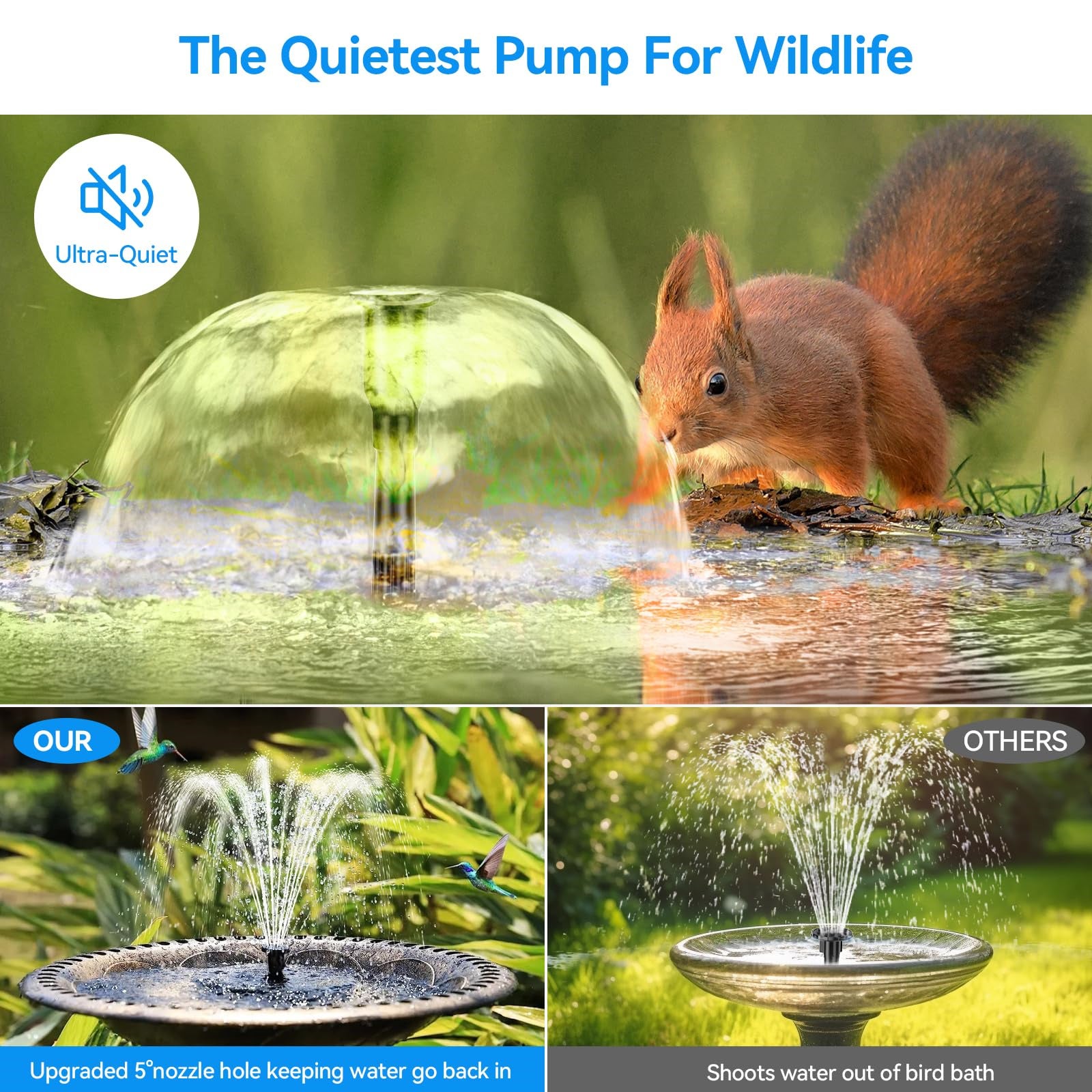 LEDANDER Fontaines solaires, adaptées aux bains d'oiseaux, aux petits bassins et aux aquariums, équipées de kits de panneaux solaires - 7