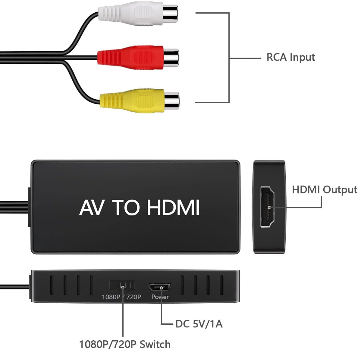 Câble HDMI Vers 3x RCA Mâles Adaptateur Audio Et Vidéo 1.5m HD-AV994 LinQ Noir