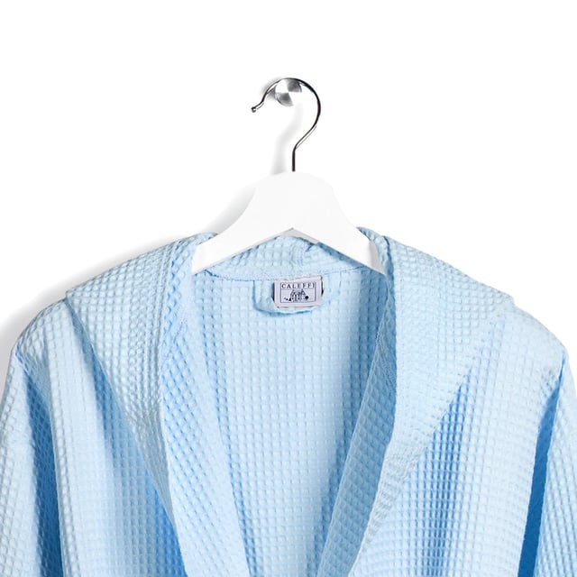 Peignoir avec capuche aus Coton Polo L Spugnissima Teinte Unie Bleu Clair